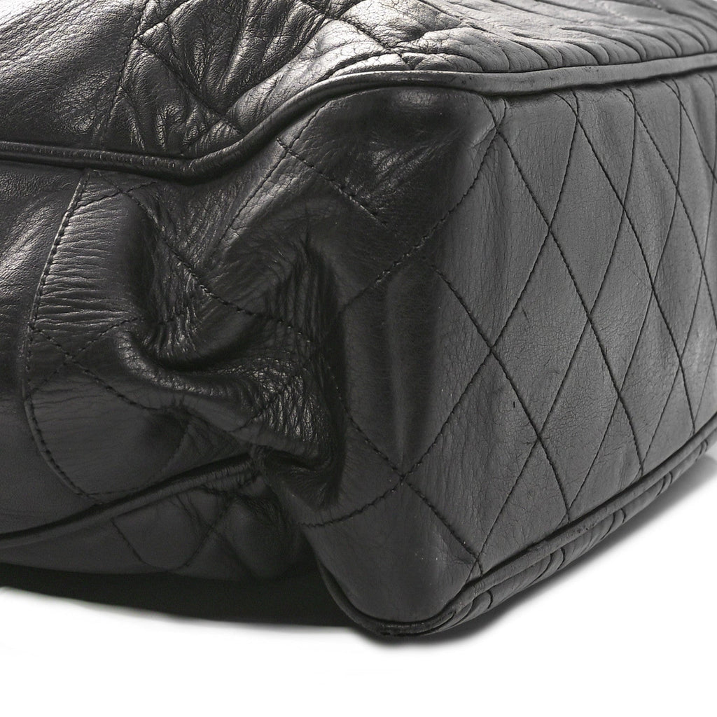 Lambskin Quilted CC Shopping Tote  Tote Black