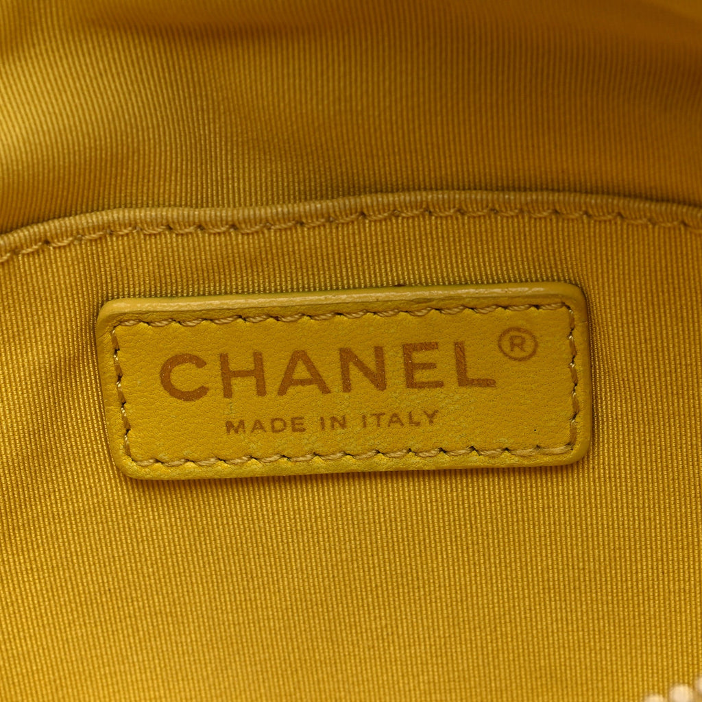 Crumpled Glazed Lambskin Quilted Waist Bag Fanny Pack Yellow