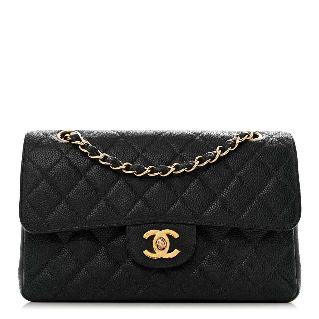 Caviar Quilted Small Double Flap Black