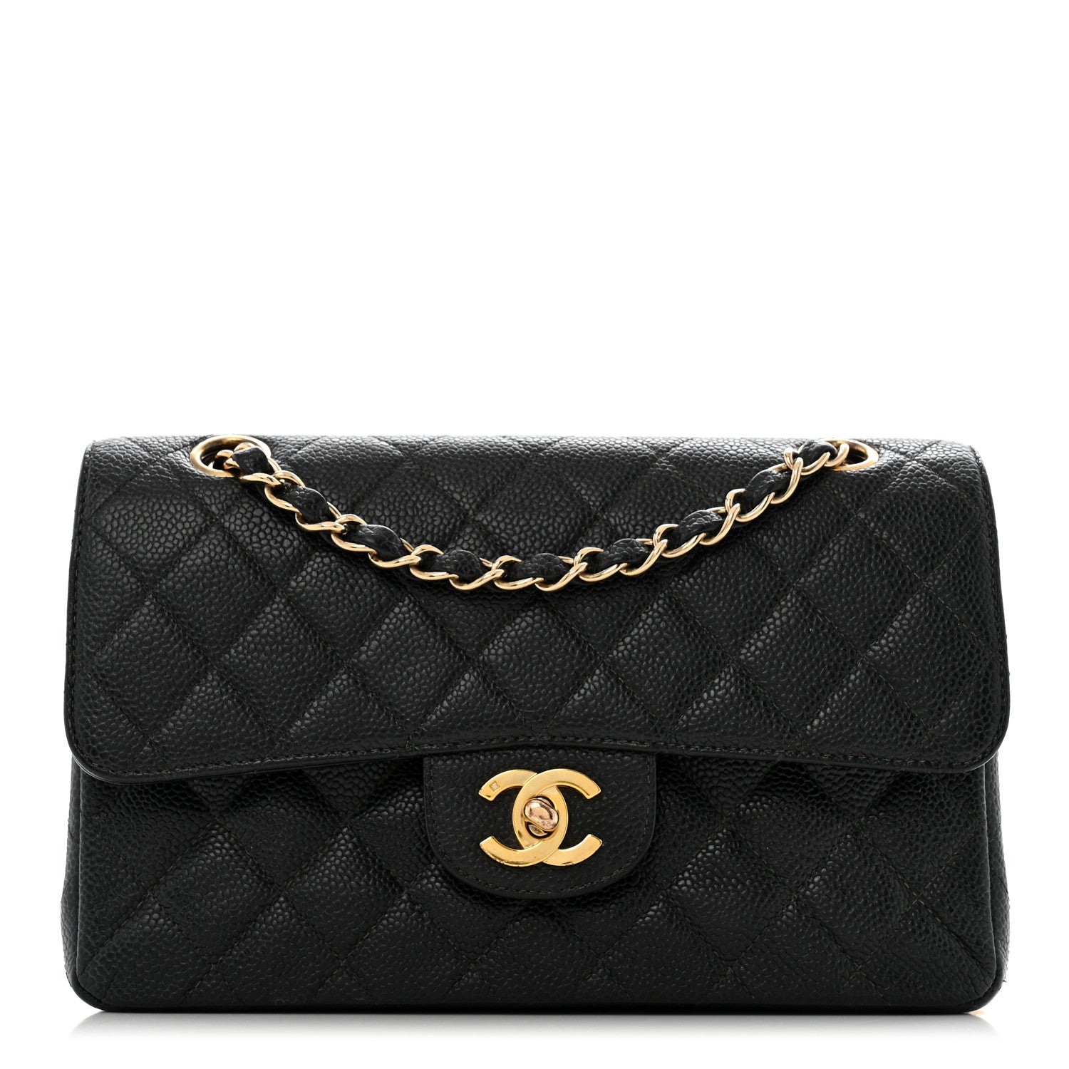 Caviar Quilted Small Double Flap Black