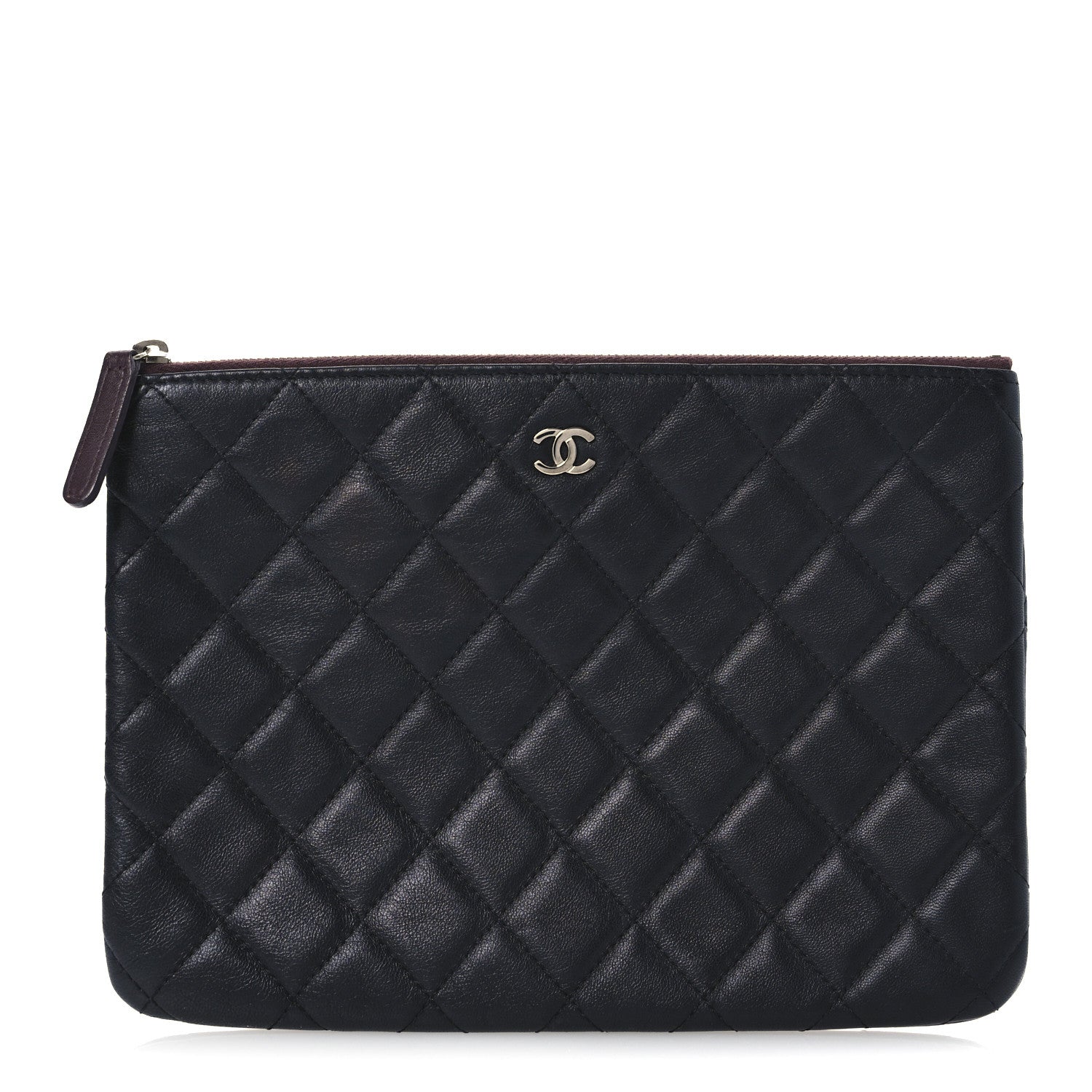 Lambskin Quilted Medium Cosmetic Case Black