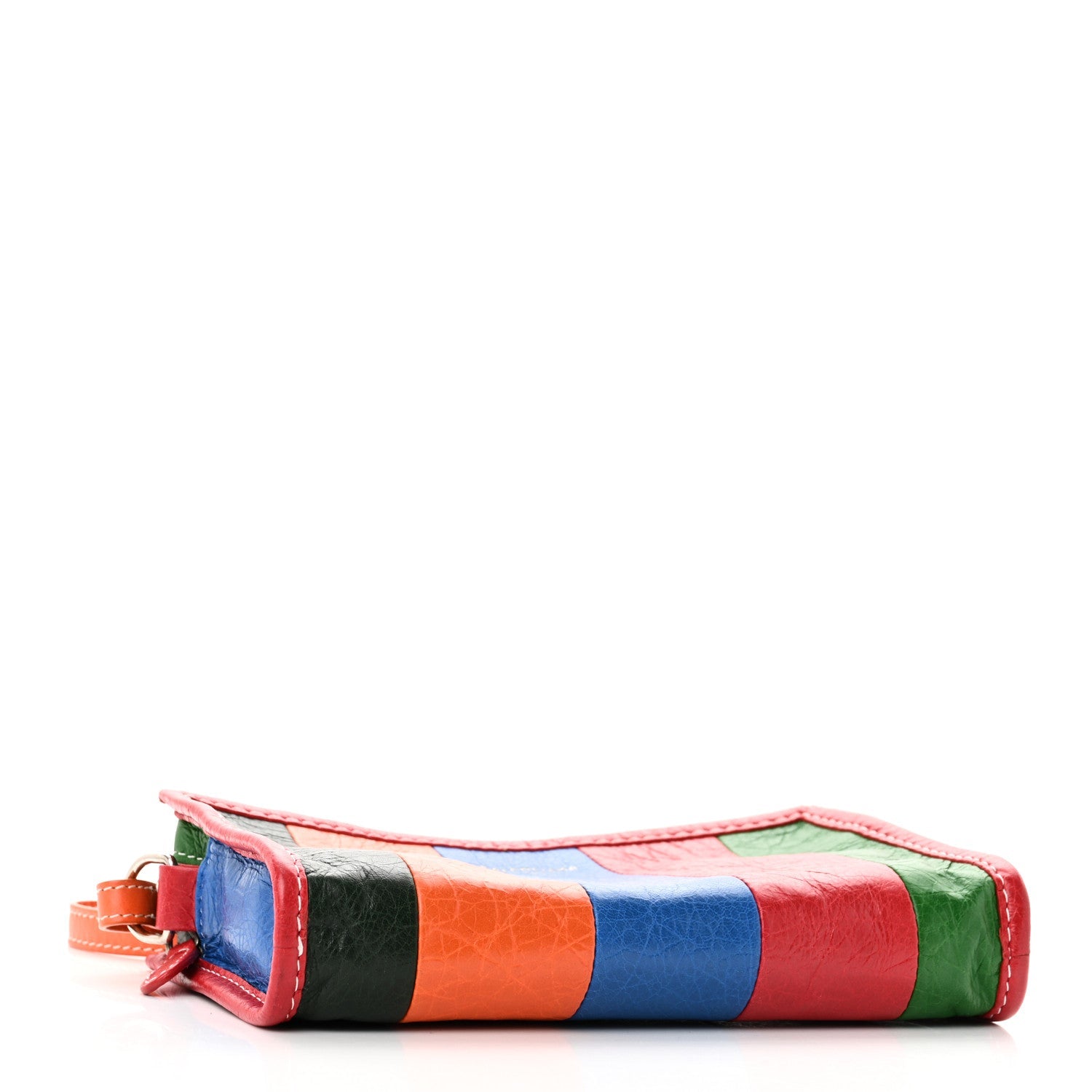 Veau Arena Multicolore Bazar Strap Clutch Vert Emeraude Black