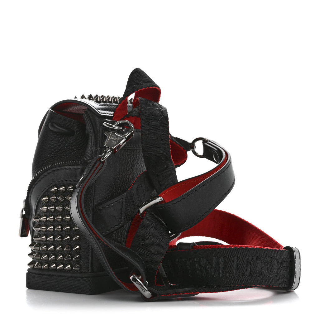 Calfskin Spiked Mini Explorafunk Keyring Bag Black