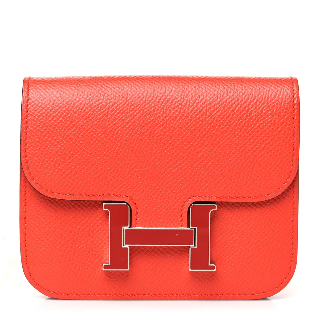 Epsom Enamel Constance Slim Wallet Capucine Sanguine