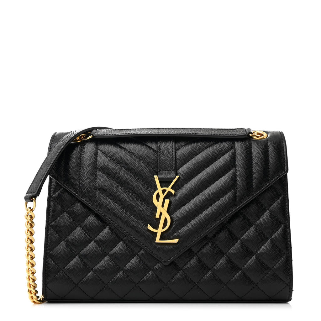 Grain De Poudre Textured Mixed Matelasse Triquilt Medium Monogram Satchel Black