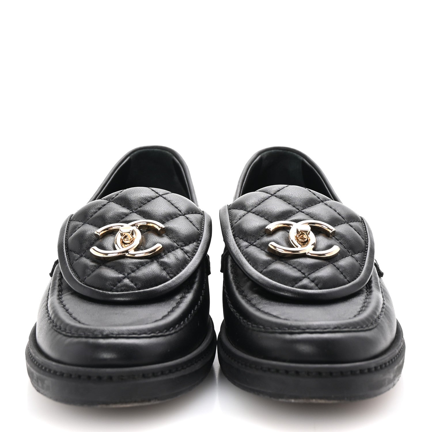 Lambskin Quilted CC Turnlock Loafers 35.5 Black