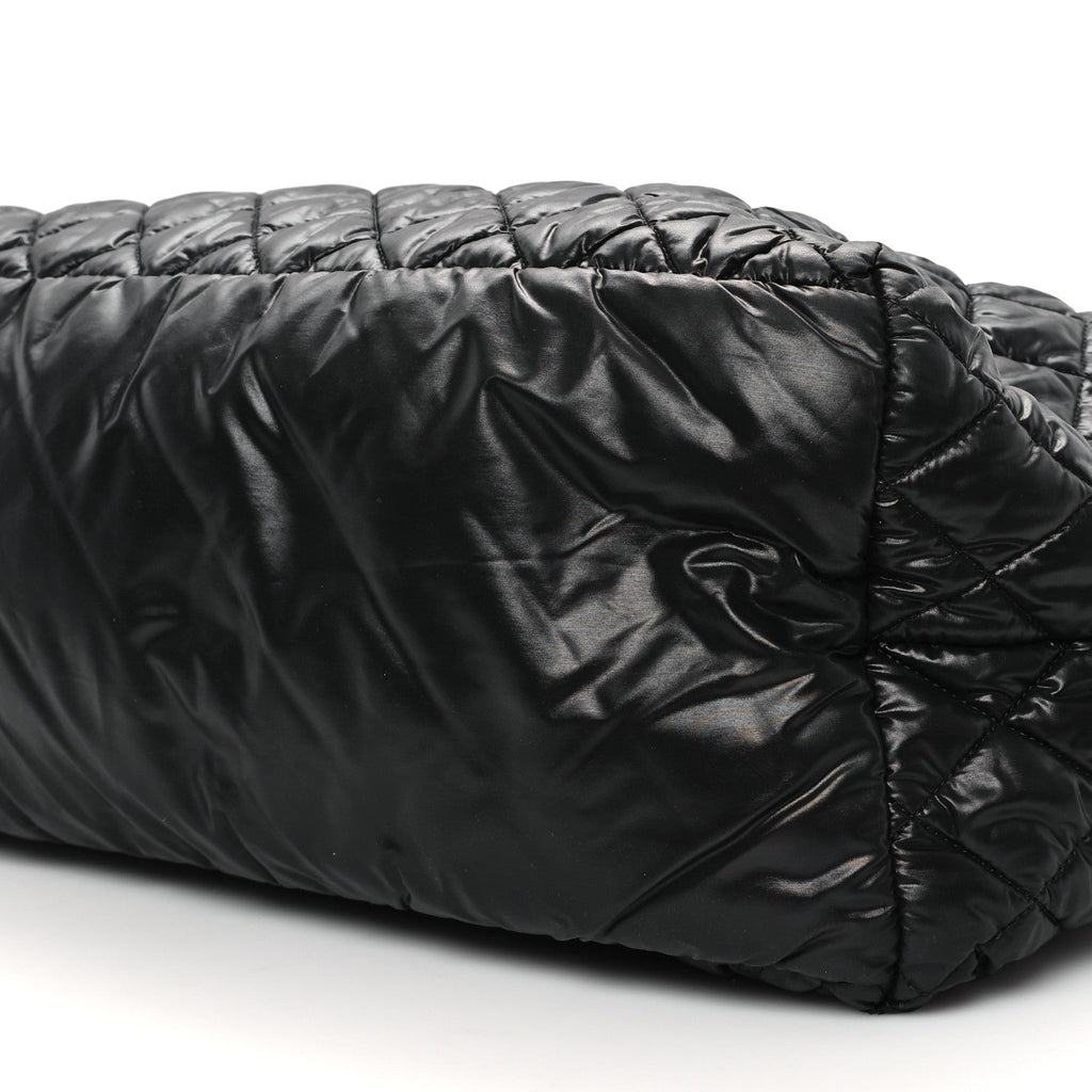 Nylon Quilted Large Coco Cocoon Tote Black