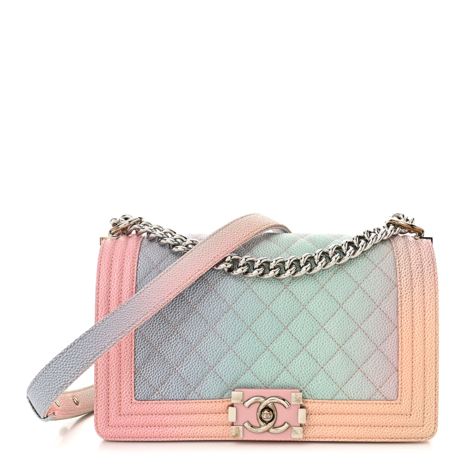 Caviar Quilted Medium Cuba Rainbow Boy Flap Multicolor
