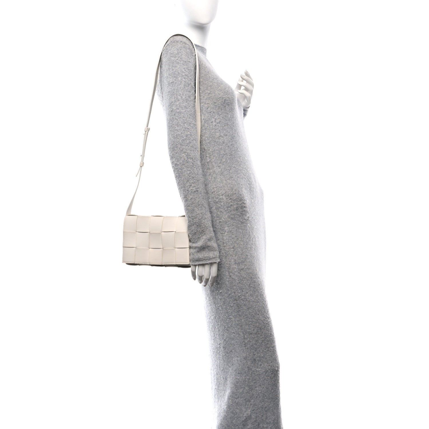 Lambskin Maxi Intrecciato Cassette Crossbody Bag White