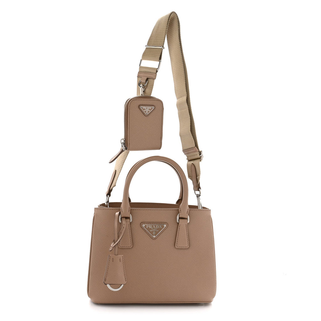 Saffiano Lux Micro Galleria Shoulder Bag Cammeo