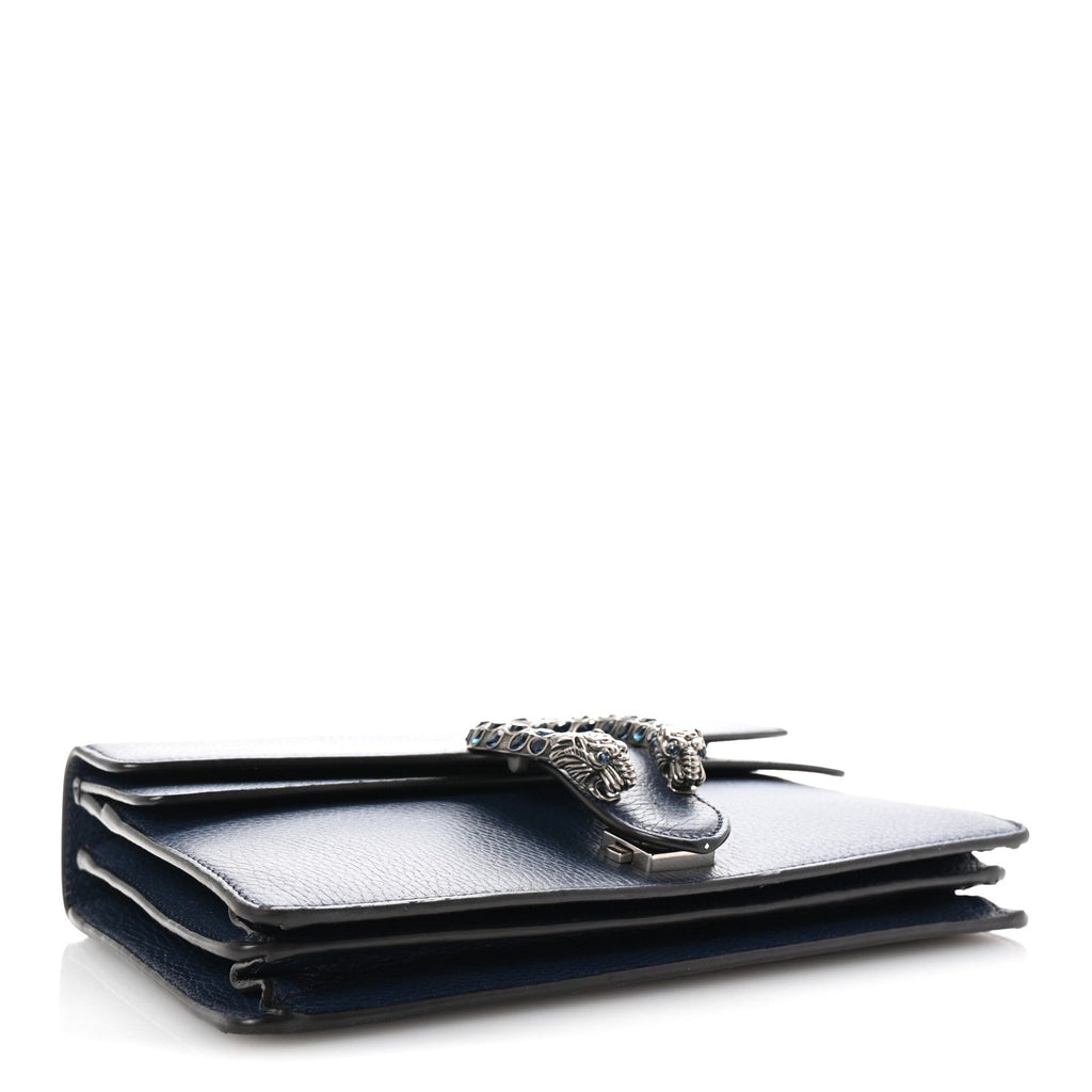 Pebbled Calfskin Small Dionysus Shoulder Bag Blue Agata