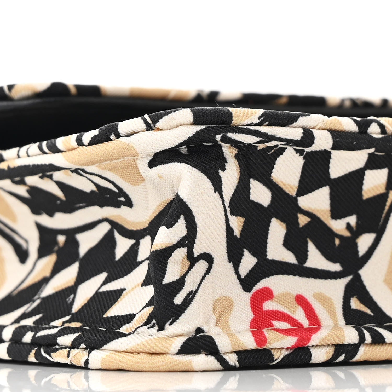 Canvas Check Flag Printed CC Clutch With Chain Beige Multicolor