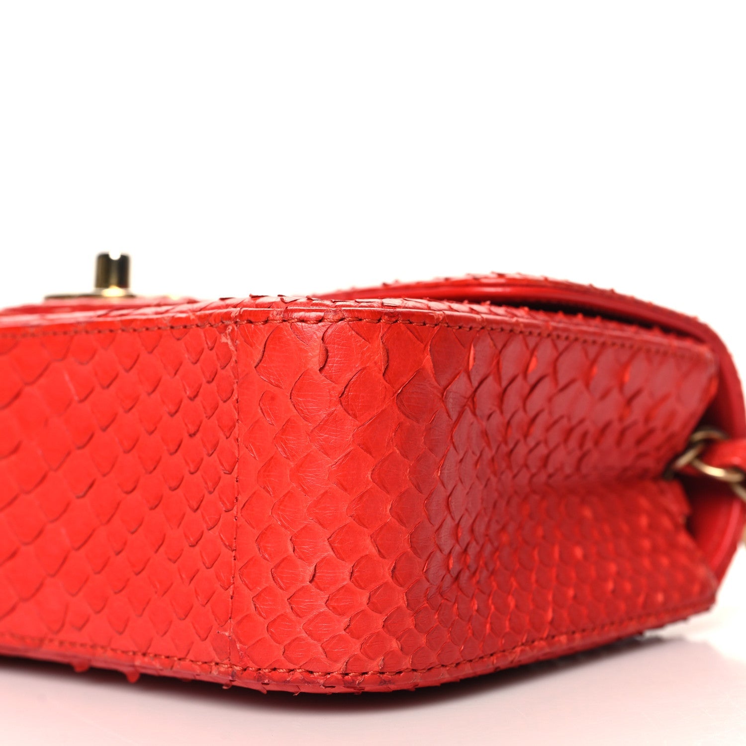 Snakeskin Mini Rectangular Flap Red
