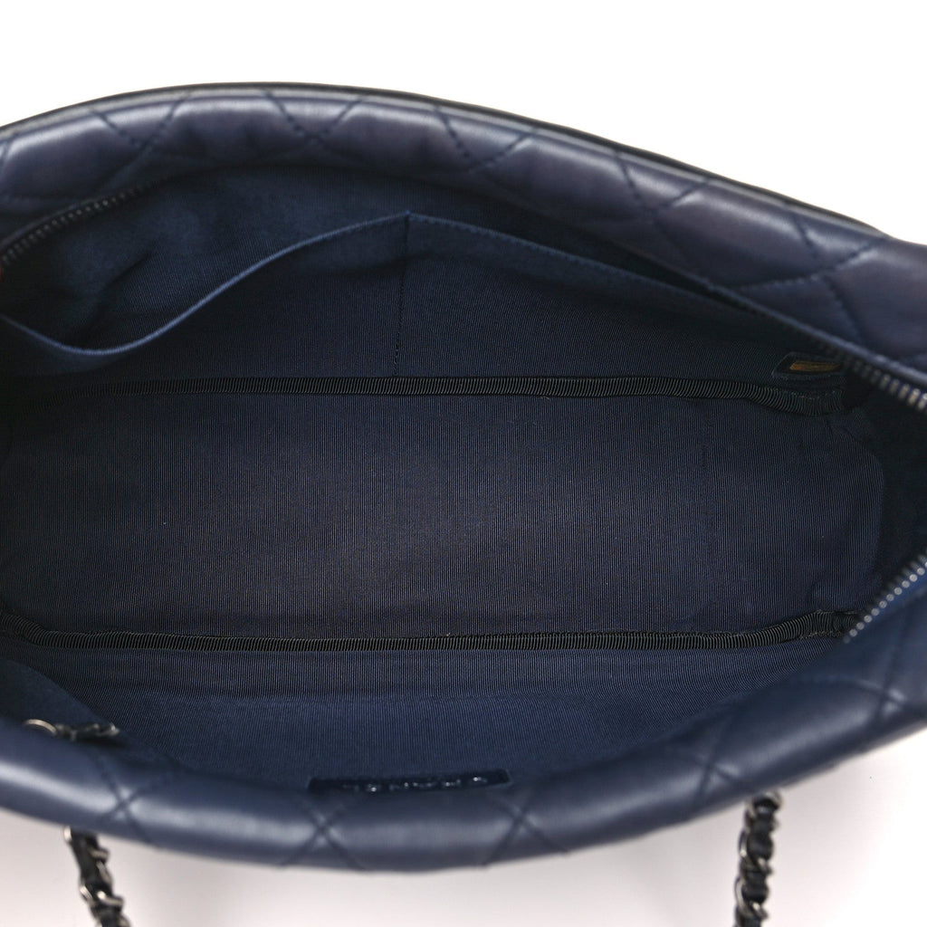 Lambskin Quilted CC Bi-Color Camera Case Navy Black