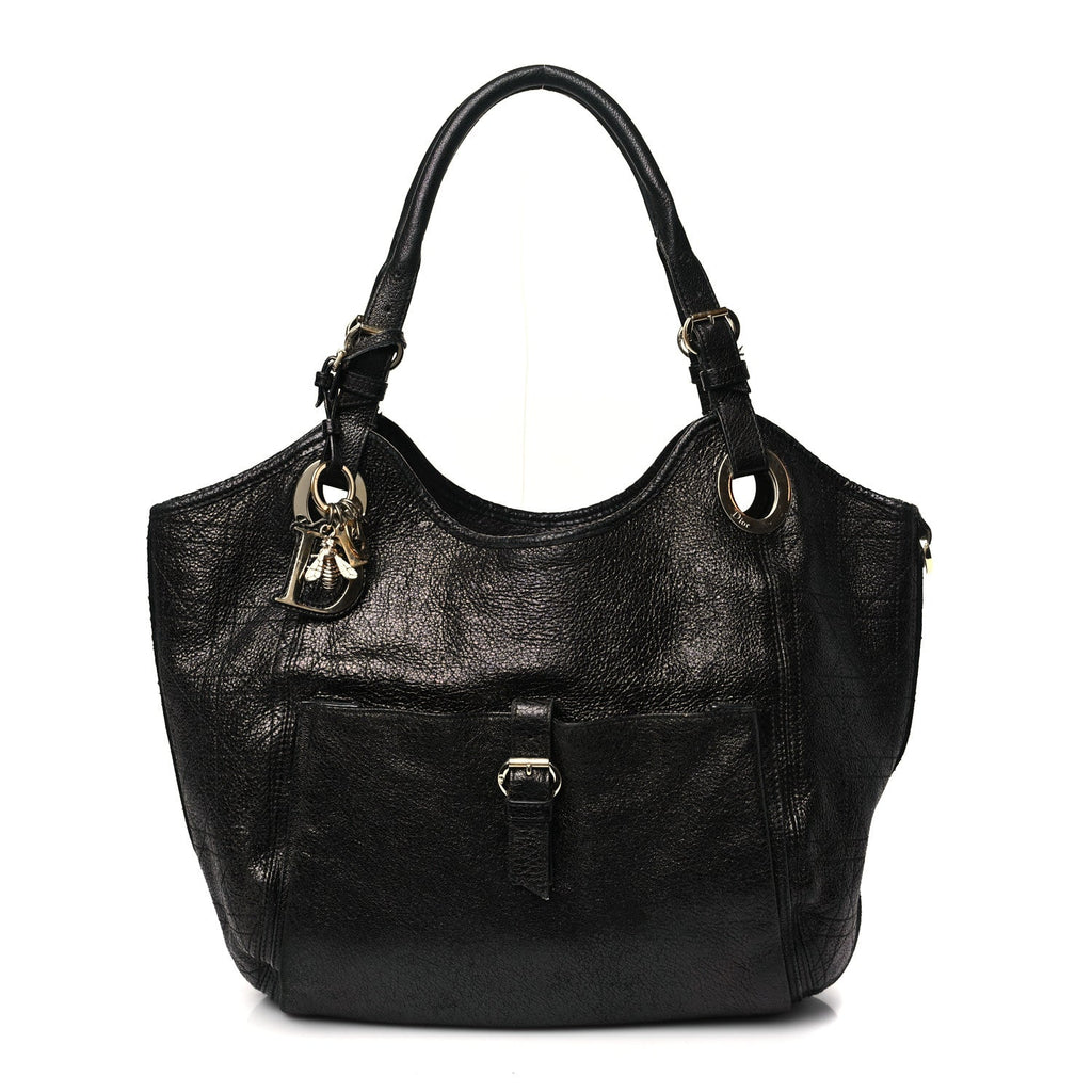 Ceramic Effect Deerskin Cannage Bee Tote Black