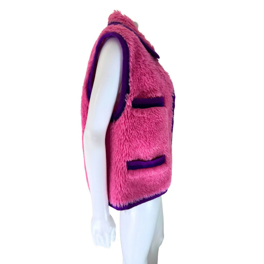 Chanel Vintage 1994 Faux Alpaca Vest- Rare Pink & Purple