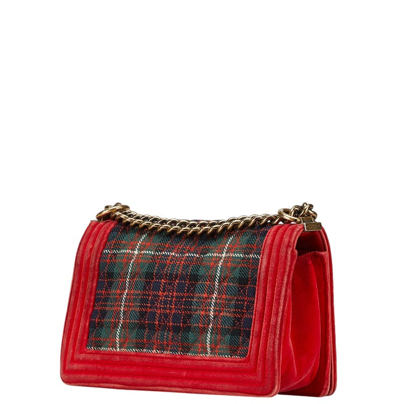 Chanel Boy Chanel Matelasse Velour Wool Leather Shoulder Bag