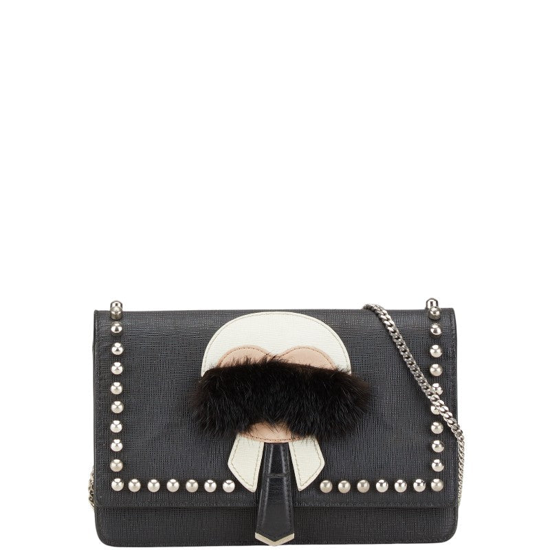 Fendi Karl Lagerfeld Monster Leather Fur Wallet Chain