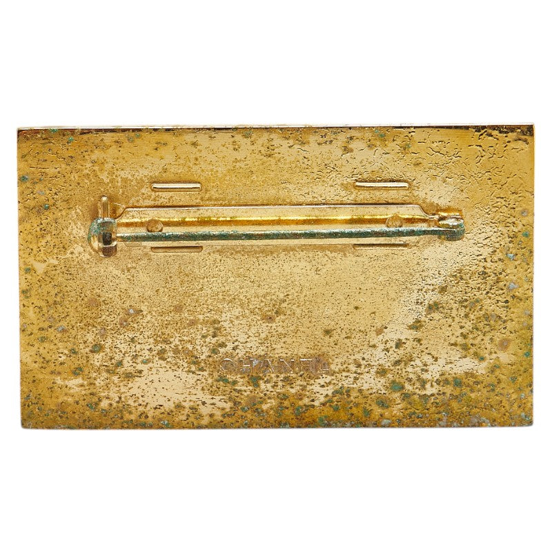 Chanel Gold Plated Logo Plate Brooch