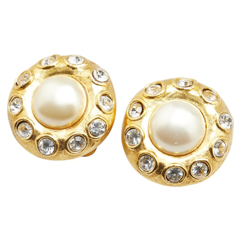 Chanel Rhinestone Faux Pearl Earrings