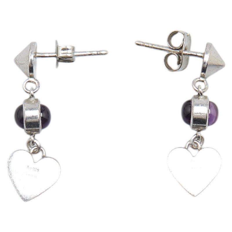 Gucci Heart Motif Silver Amethyst Earrings