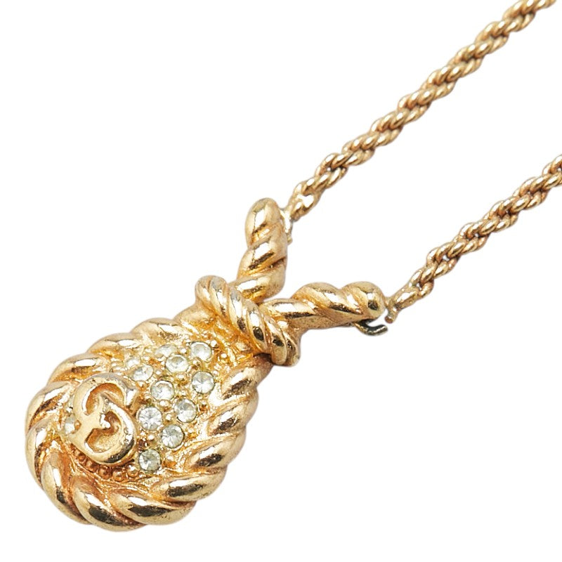 Dior CD Logo Rope Motif Rhinestone Necklace