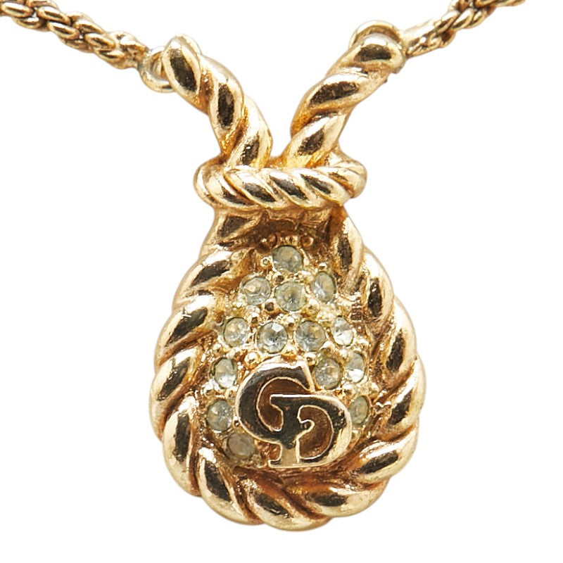 Dior CD Logo Rope Motif Rhinestone Necklace