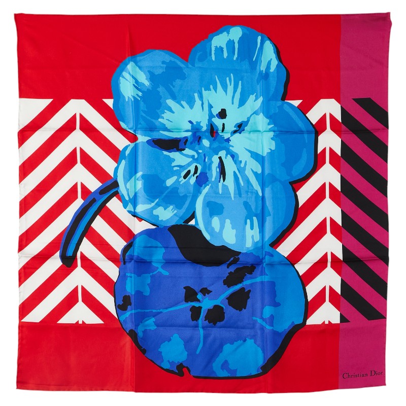 Dior Flower Motif Silk Scarf
