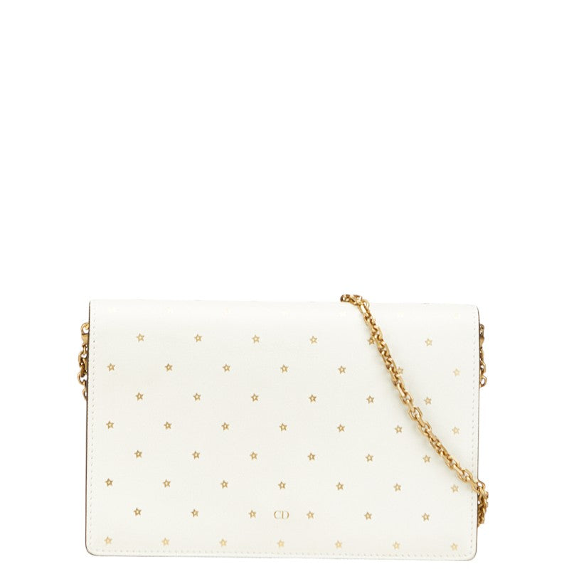 Dior CD Logo Star Motif Leather Chain Wallet Shoulder Bag
