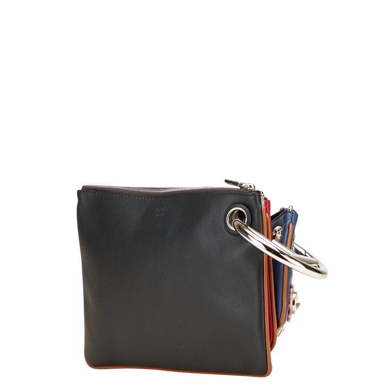 Fendi Triplette Leather Python 2way Clutch Bag