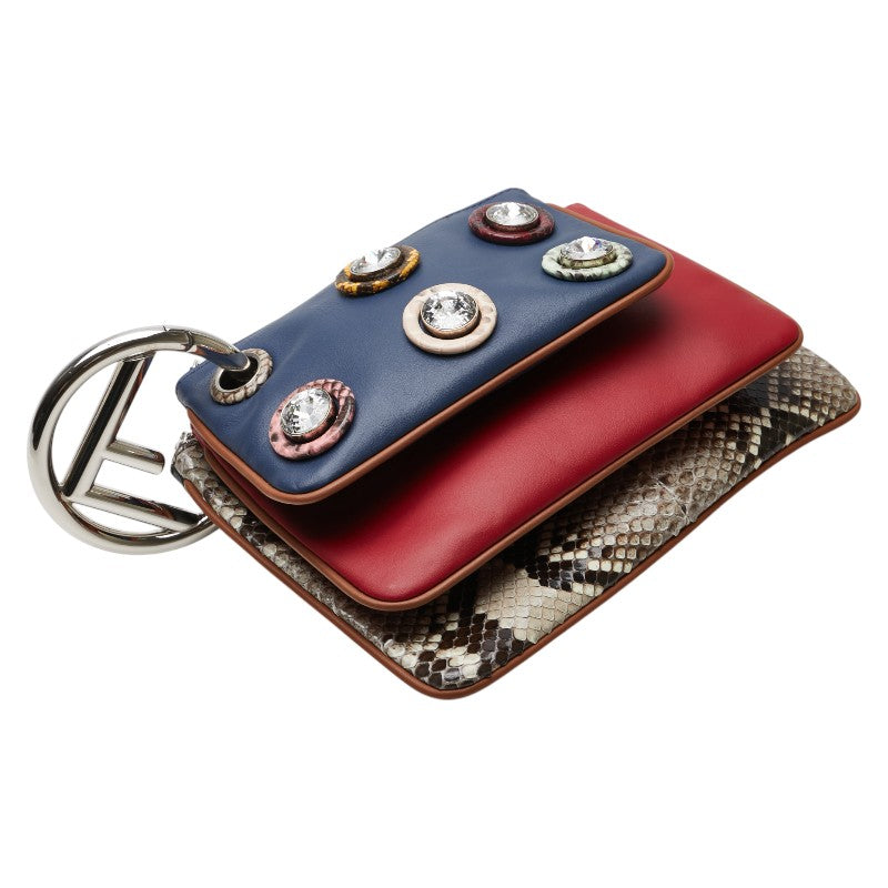 Fendi Triplette Leather Python 2way Clutch Bag