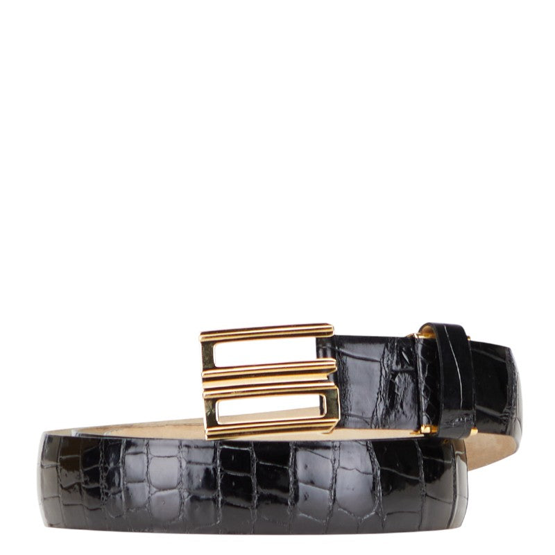 Dior CD Buckle Croco Embossed Leather Belt