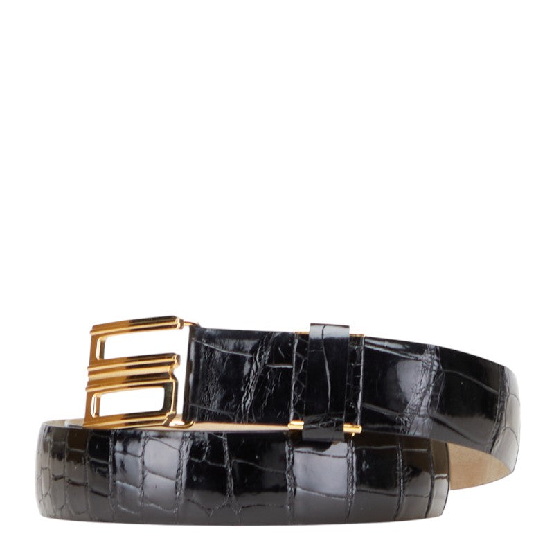 Dior CD Buckle Croco Embossed Leather Belt