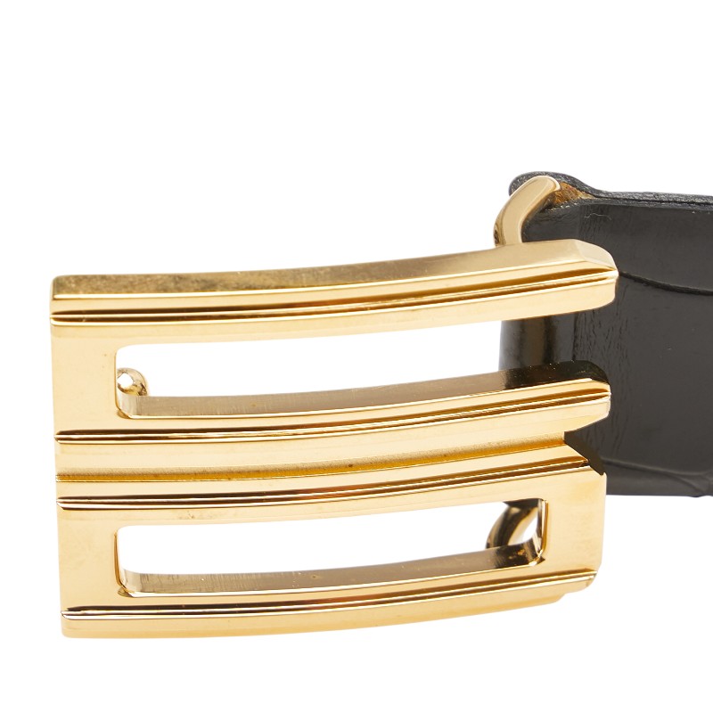 Dior CD Buckle Croco Embossed Leather Belt