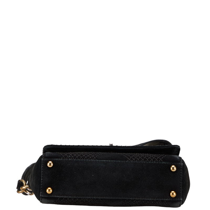 Chanel Coco Mark Wild Stitch Suede Leather Shoulder Bag