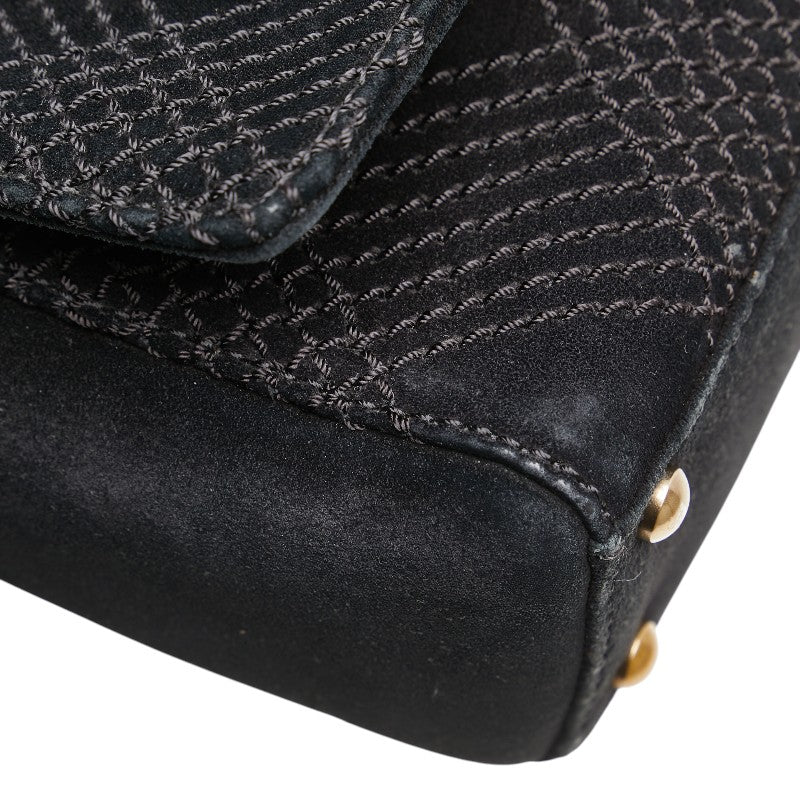 Chanel Coco Mark Wild Stitch Suede Leather Shoulder Bag
