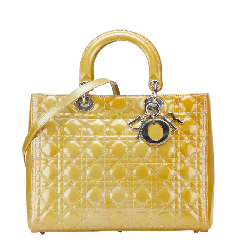 Christian Dior Lady Dior Cannage Patent Leather 2way Bag