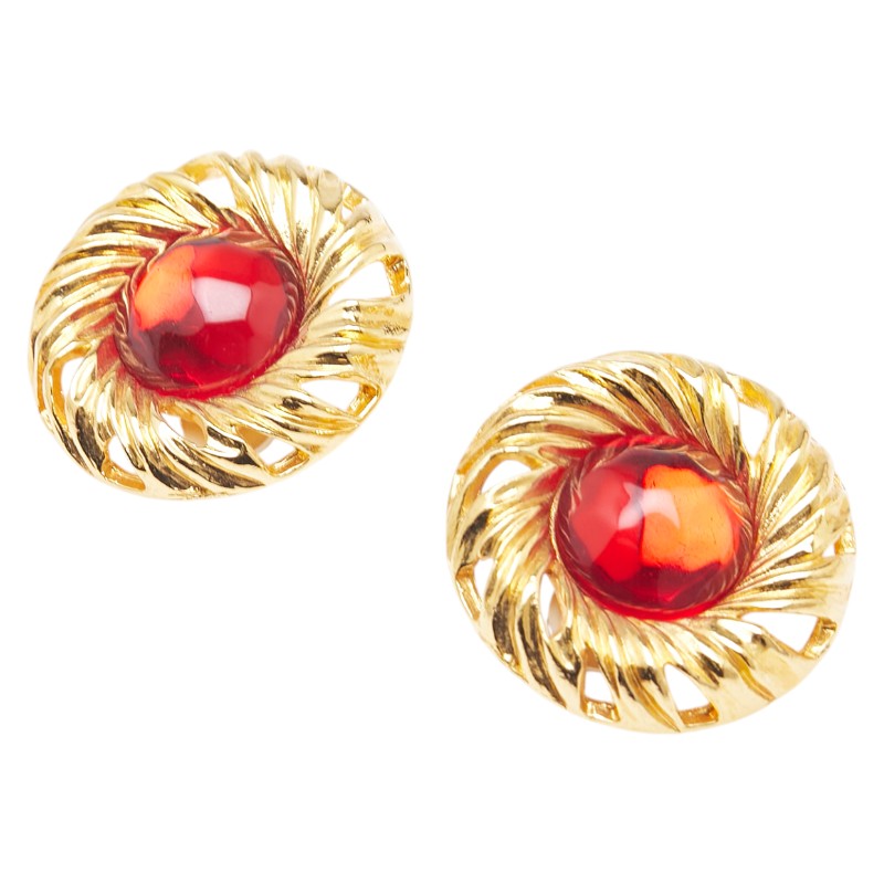 Saint Laurent Round Color Stone Earrings