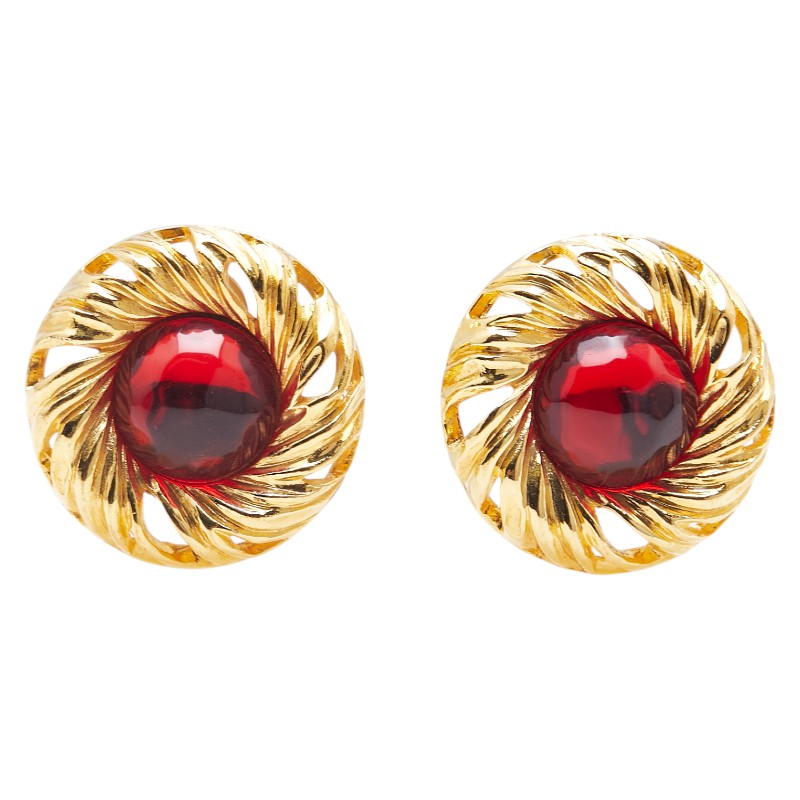 Saint Laurent Round Color Stone Earrings
