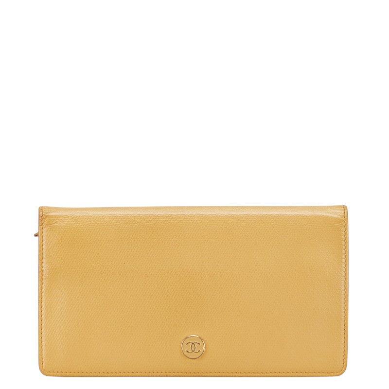 Chanel Coco Button Leather Long Wallet