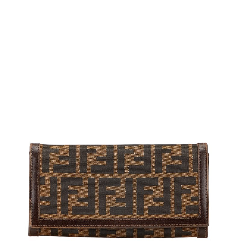 Fendi Zucca Canvas Leather Long Wallet