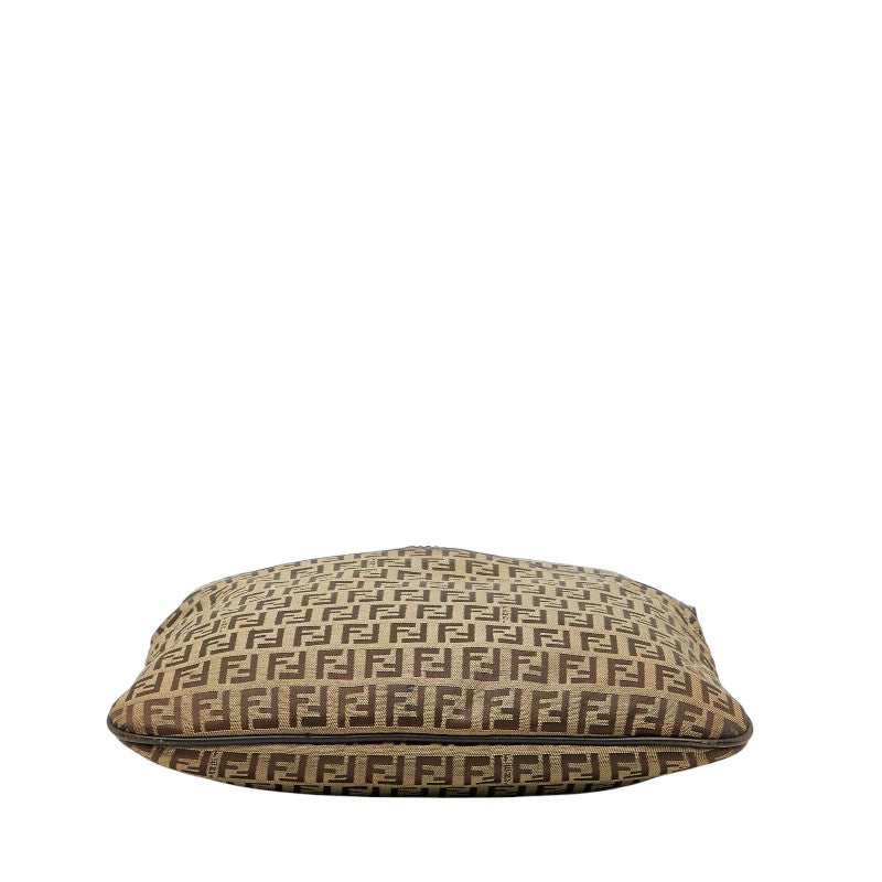 Fendi Zucchino Canvas Leather Shoulder Bag