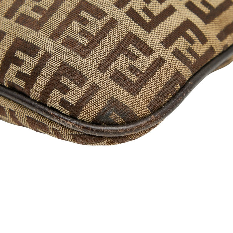 Fendi Zucchino Canvas Leather Shoulder Bag