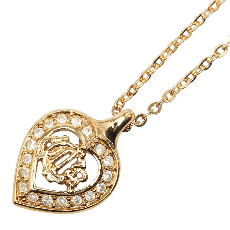 Dior Logo Heart Rhinestone Necklace