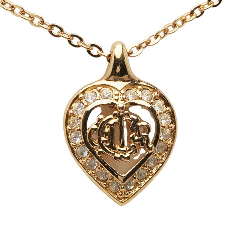 Dior Logo Heart Rhinestone Necklace