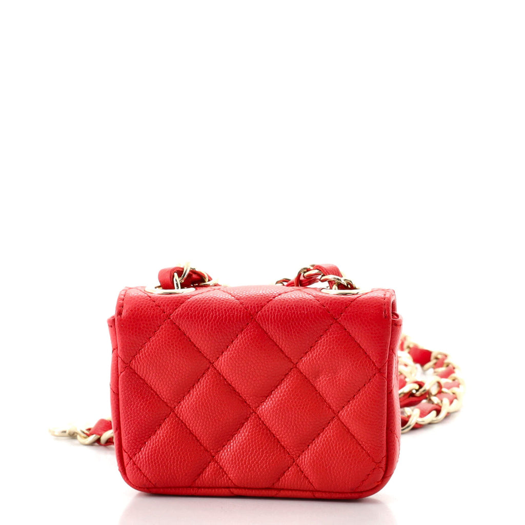 Classic Flap Charm Chain Belt Bag Quilted Caviar Mini 40