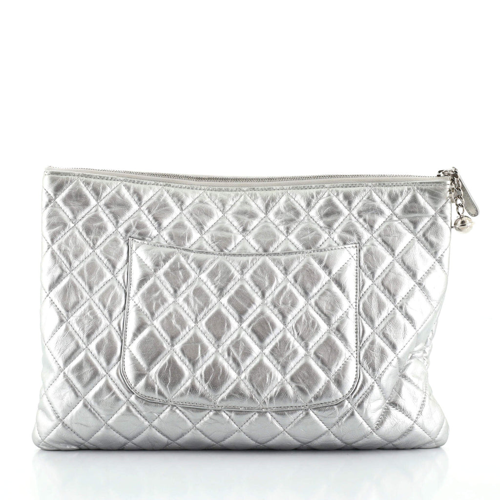 Cosmo Charm O Case Clutch Quilted Metallic Aged Calfskin Large