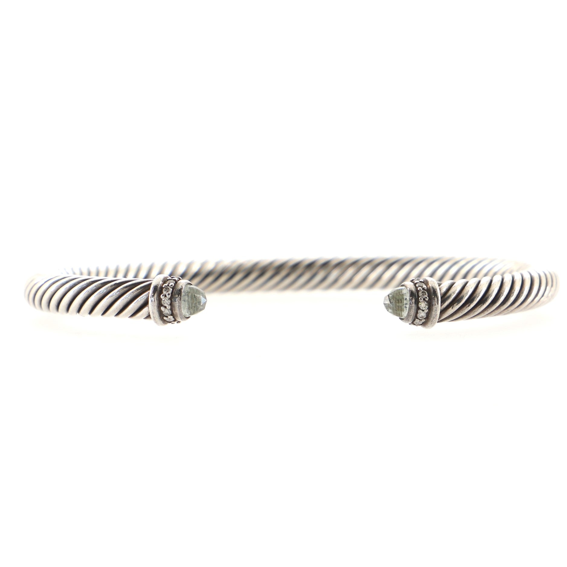 Cable Classic Bracelet Sterling Silver with Prasiolite and Diamonds 5mm