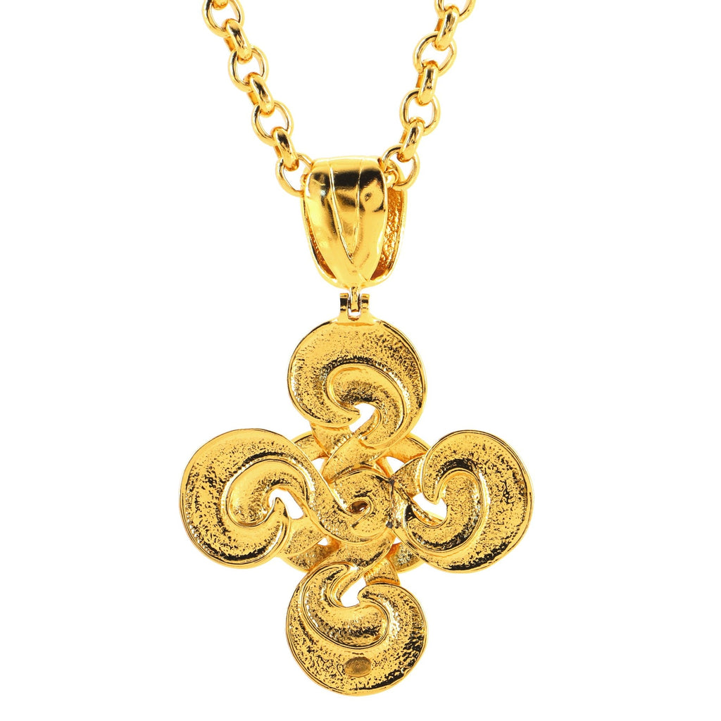 Vintage CC Swirl Pendant Long Necklace Metal