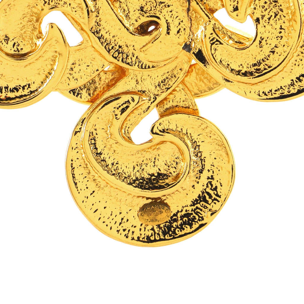 Vintage CC Swirl Pendant Long Necklace Metal
